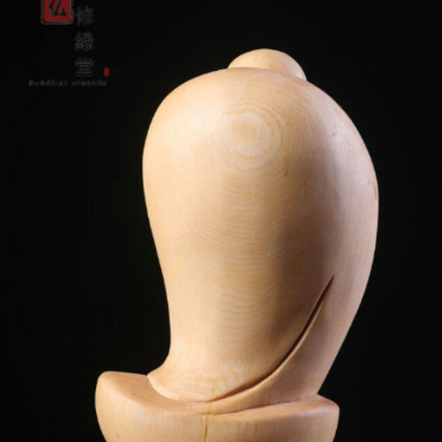 極上彫 木彫仏像 七福神 布袋様 彫刻 一刀彫 天然木檜材 C 彫刻 木 錦