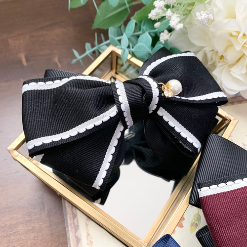 ハンナリボン ピンク ネイビー えんじ 黒 パールチャームフォーマル