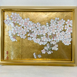 桜日本画 金色フレーム 桜日本画 金色フレーム 桜日本画 金色フレーム