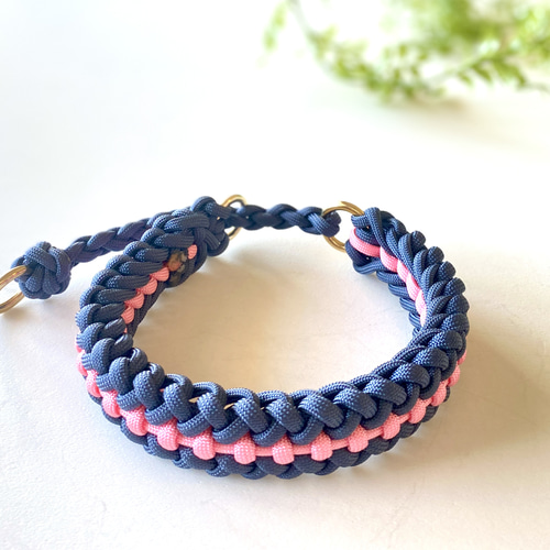 パラコード首輪 ハーフチョーク ネイビー にこちゃん No.0152 パラ