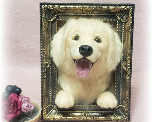 羊毛フェルト オーダー 「リアルで可愛いワンちゃん」額飾り うちの子