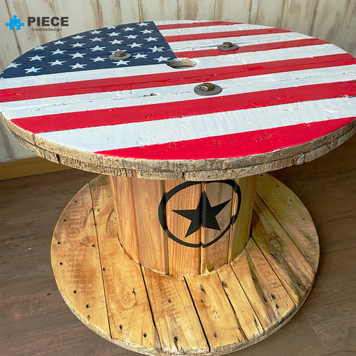 アメリカンドラム インテリア ガレージ テーブル 植物棚 電線ドラム