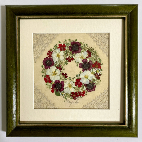 クリスマスセール 押し花 押し花額 押し花アート クリスマスリース