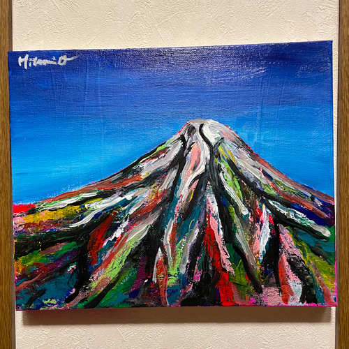 幻想絵画、空飛ぶ画家糸川裕志の富士山曼荼羅図の箱絵、桜貝と