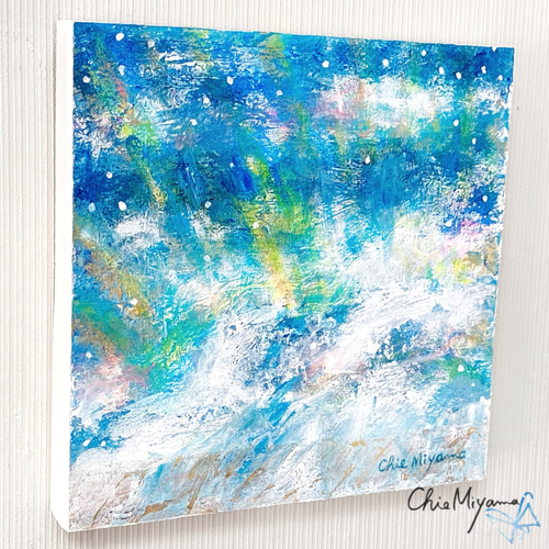 絵画 油絵 原画 抽象画 現代アート ブルー 夏 インテリア F4 絵画 油絵