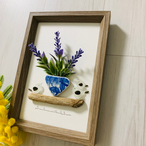 シーグラスアート 北海道 シマエナガ インテリア雑貨 壁掛け飾りトイレ