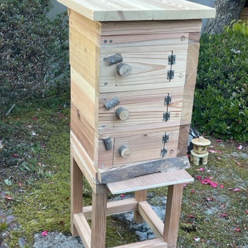 分蜂間近！！観察用窓付き、サイドドア開閉式、日本蜜蜂巣箱、日本