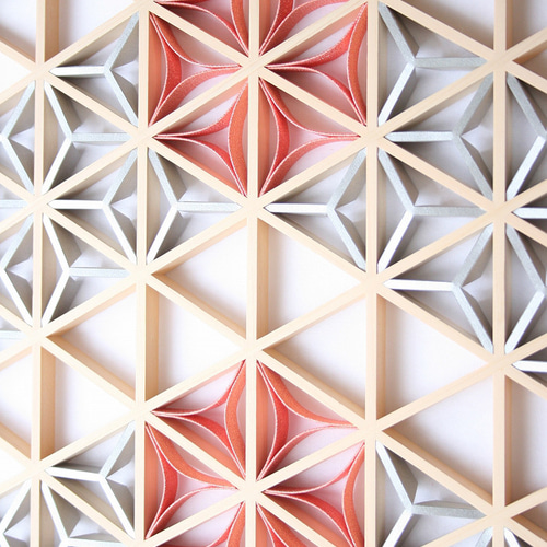 組子アートパネル 【水引七宝 コーラルピンク TypeE】 和風インテリア