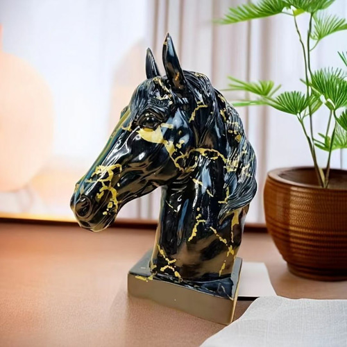 馬 置物 オブジェ 3カラー 馬の頭の樹脂工芸品 3色展開 a-528 立体