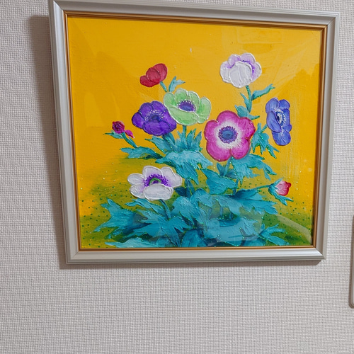 一点物 アクリル画 テクスチャーアート 原画 アネモネ 絵画 このりん