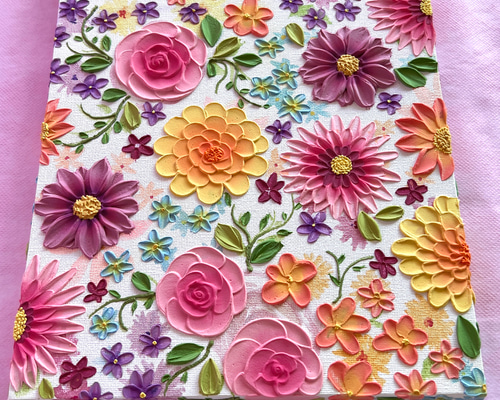 花柄アート テクスチャーアート ボタニカル フラワーアート 花の絵