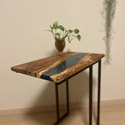 ポプラ ソファテーブル レジンテーブル サイドテーブル リバーテーブル