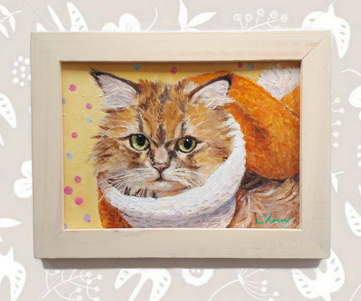 絵画 インテリア 油絵 uF6-071219 猫たちと犬たち 絵画 インテリア