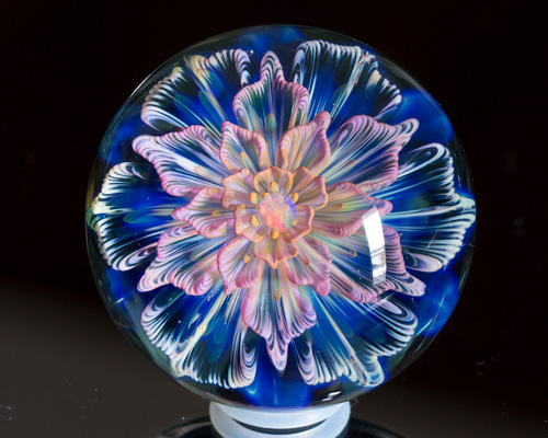 月の花 ボロシリケイトガラス ペーパーウェイト mfm7 立体・オブジェ