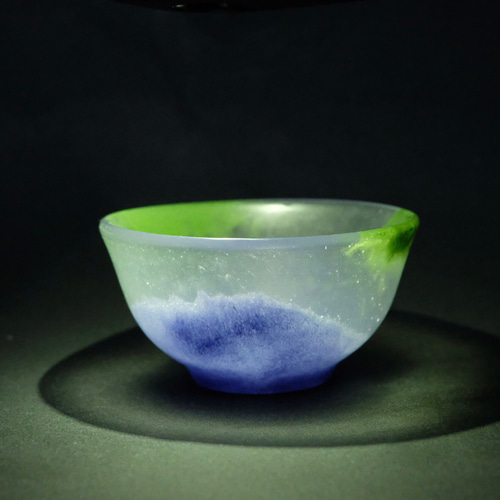 ガラス作家 佐伯泰典作 光るきのこぐい呑 パートドヴェール技法 光る