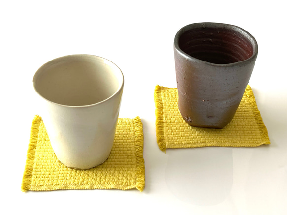 さわやかな レモングラス染めのコースター 5枚セット その他インテリア