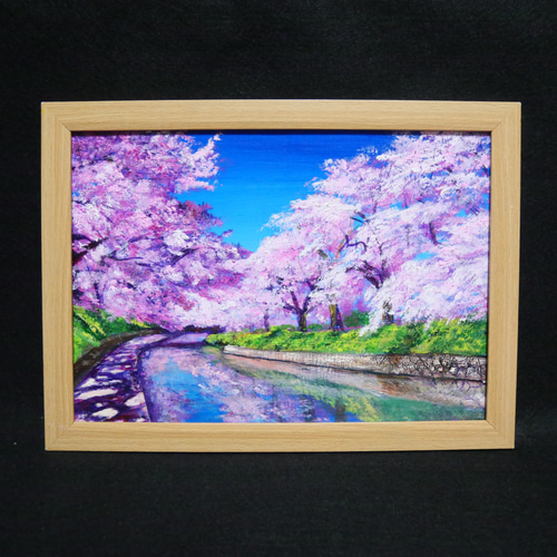 油絵 油彩 油彩画 絵 絵画 【松川の桜】 絵画 HR 通販 17342529