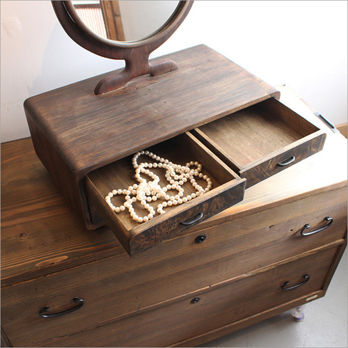 丸型 円形 アンティーク ミラー 鏡台 ドレッサー 卓上 おしゃれ 化粧鏡