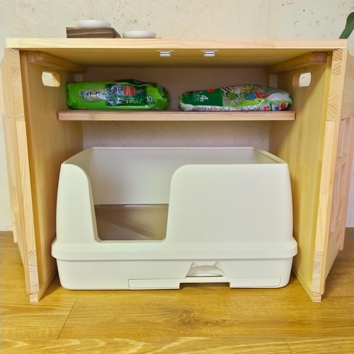 デオトイレ快適ワイドにぴったりな 猫トイレカバー ストッカー付き