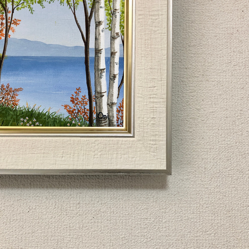 アクリル画 原画 「オータムパーク02」額縁付き F4サイズ 風景画