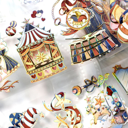 海外作家 五宝文創 奇幻演出 サーカス 動物 マスキングテープ PET 装飾