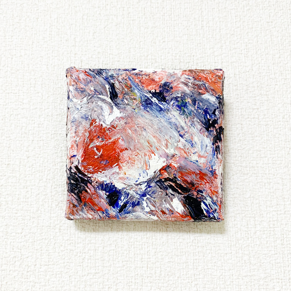 原画 油絵 アイデンティティー りんごのアート 抽象画 78×78mm