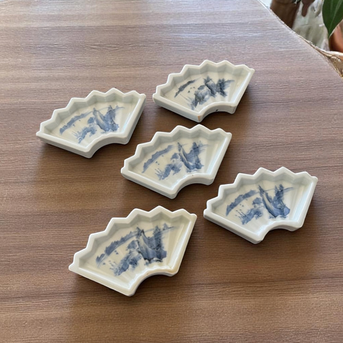 値下げ‼️古伊万里 豆皿 江戸後期 5枚セット お得＞伊万里染付