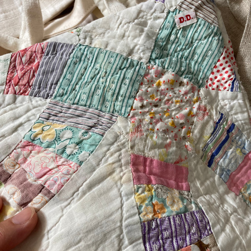 F アメリカンアンティークキルト ダブルウェディング リメイクバッグ