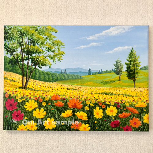 アクリル画 原画 「醍醐の桜04」額縁付 F4サイズ キャンバス 風景画