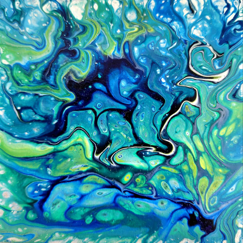 千賀輝天』フルイドアート 現代アート 抽象画 モザイクアート トレー