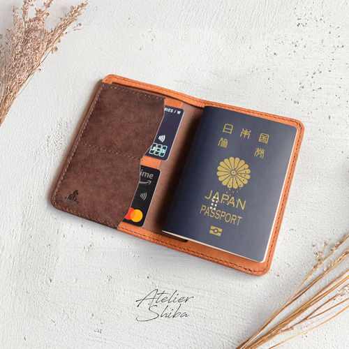 パスポートケース 本革 ｲﾀﾘｱﾝﾚｻﾞｰ Brown ブラウン その他ケース