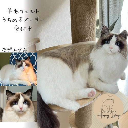 オーダーメイド】羊毛フェルト うちの子オーダー 猫 羊毛フェルト