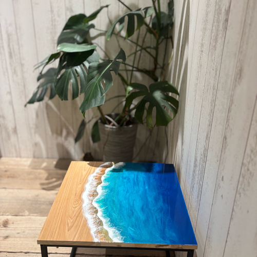 レジンアート サイドテーブル 海レジン インテリア テーブル