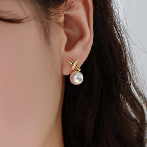 B608 アコヤ本真珠 18k金 ピアス 本物 海水 真珠 パール ジュエリー