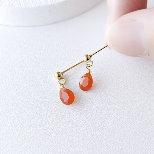 ほぅ】宝石質カーネリアンのバタフライイヤリング ほぅ】宝石質