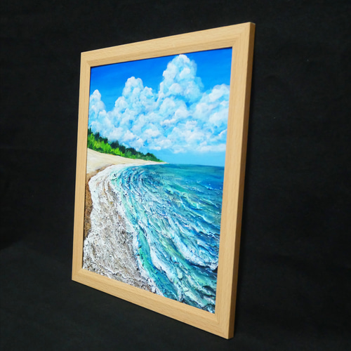 油絵 油彩 油彩画 絵 絵画【真夏の海と砂浜】 絵画 HR 通販 19519248