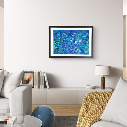 石垣の海に生きた証 / 抽象画 46×63㎝ A2 額縁セット 原画1点のみ