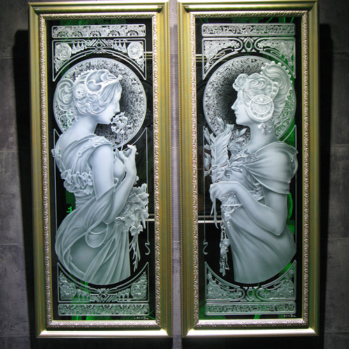 ミュシャ 桜草 ・エッチングミラー 絵画 ギャラリー ヒンデ 通販