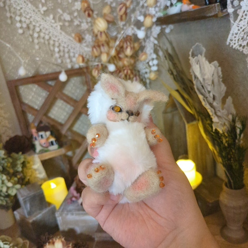 コ*ア様 ハンドメイド アートドール ふわふわ ヒョウ トラ ネコ 妖精