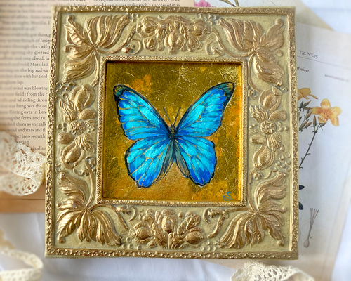 モルフォ蝶 絵画 羽絵アート 額縁 モルフォ蝶 蝶画 羽根細工 蝶絵画額