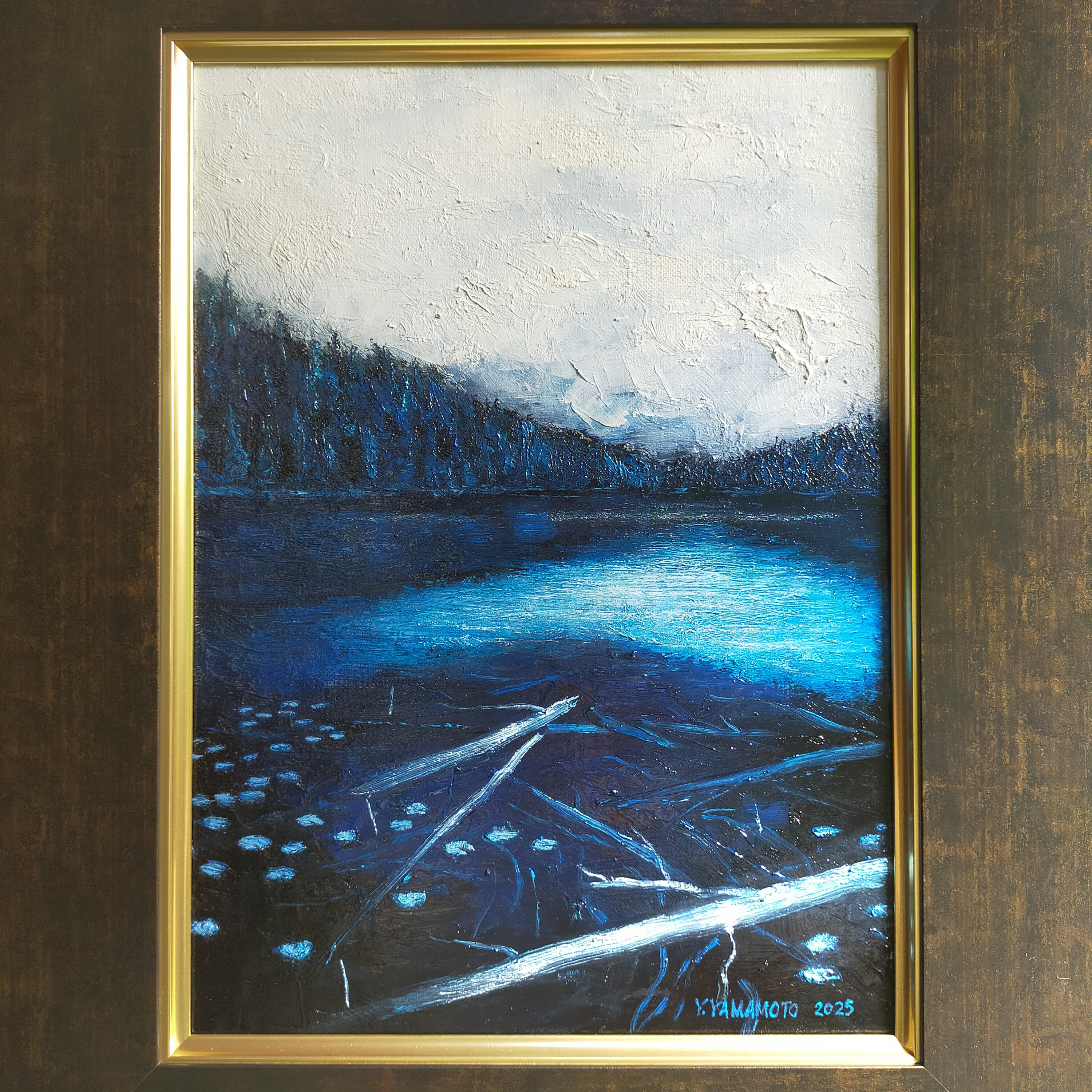 油絵F4号 静寂の青 絵画 黄土6号 通販 20020967｜Creema(クリーマ)