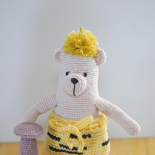 節分 編みぐるみ 鬼くまさんと豆まき 節分セット 台座付き レース糸