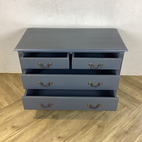 アンティーク調 シャビー グレー 4杯 チェスト 収納タンス 引き出し