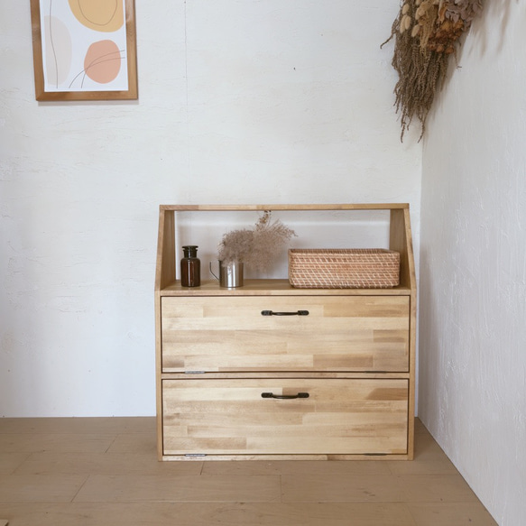 サイズ、デザインオーダー可！2引出観音扉キャビネット○ナチュラル