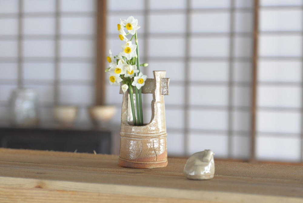 七代 岡田仙舟 萩焼 花瓶 Yahoo!オークション - 花瓶 七代「岡田仙舟