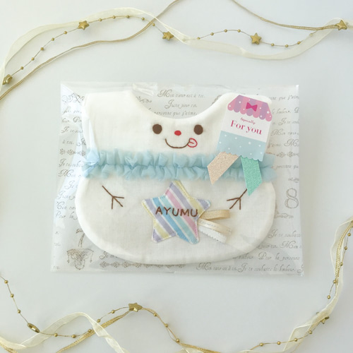 雪だるまスタイ☆流れ星☆女の子・男の子スタイ☆出産祝い・冬の