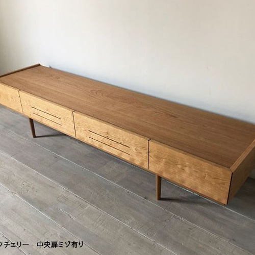 無垢材 スラッシュ 180cm テレビボード 扉溝有り ブラックチェリー
