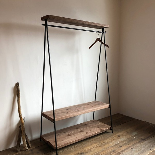 数量限定 2D-MN / 2段棚 ハンガーラック アイアン インダストリアル 古