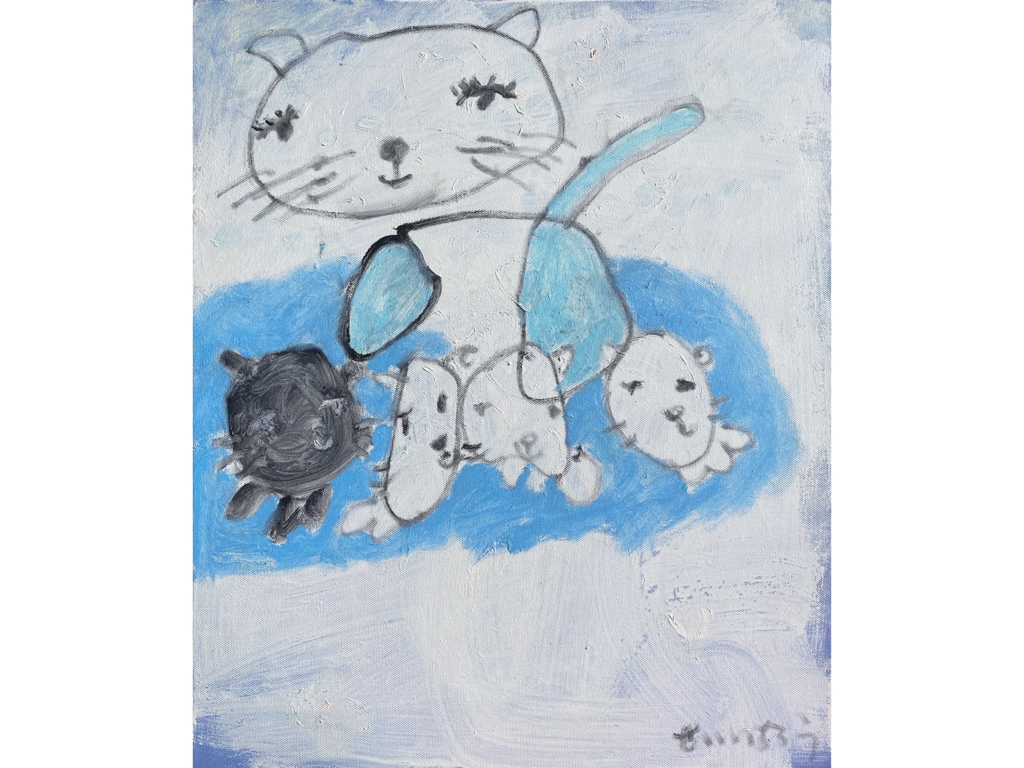 油絵 専用 カラフルになったやんちゃねこ 油絵 専用 カラフルになった
