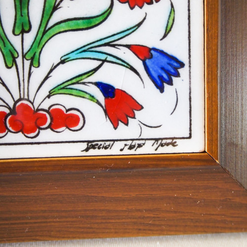 トルコ・キュタフヤ陶器・タイル・アート絵画j・額縁付きサイズS